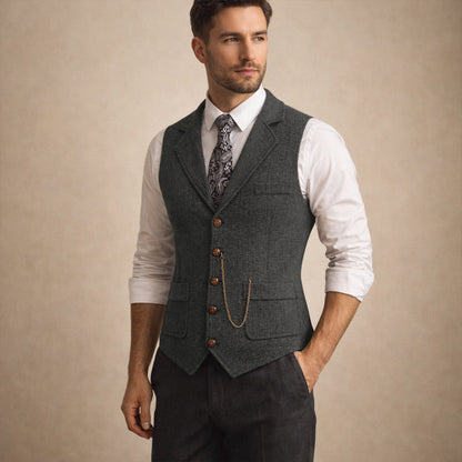 Men's Tweed Waistcoat Classic Brown