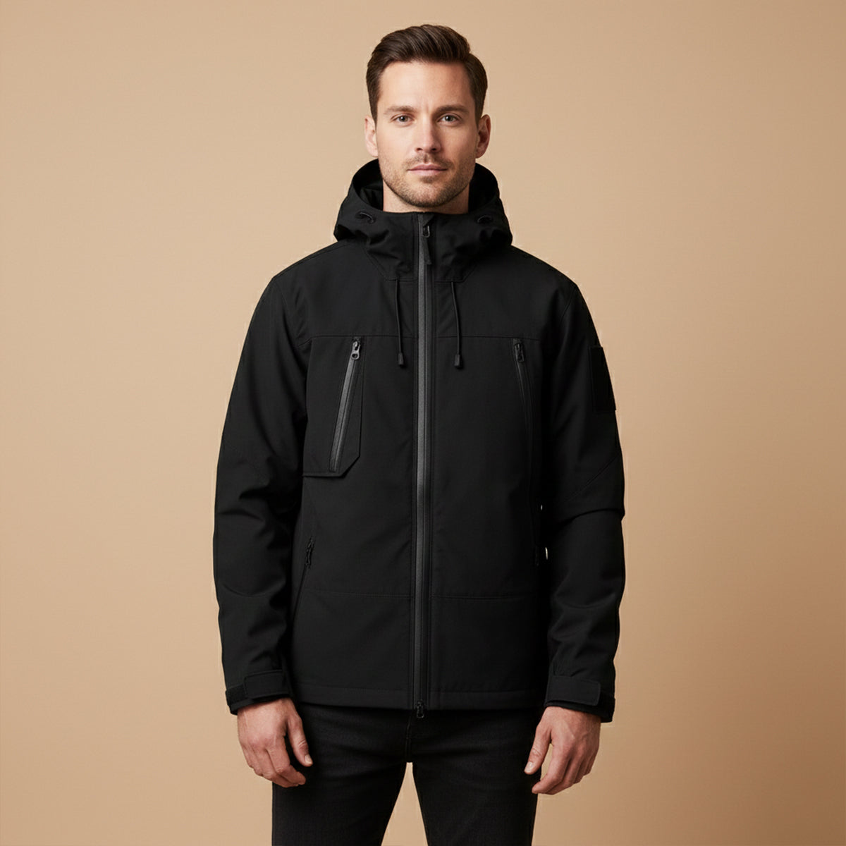 Men's Waterproof Windbreaker Hooded Lightweight Jacket