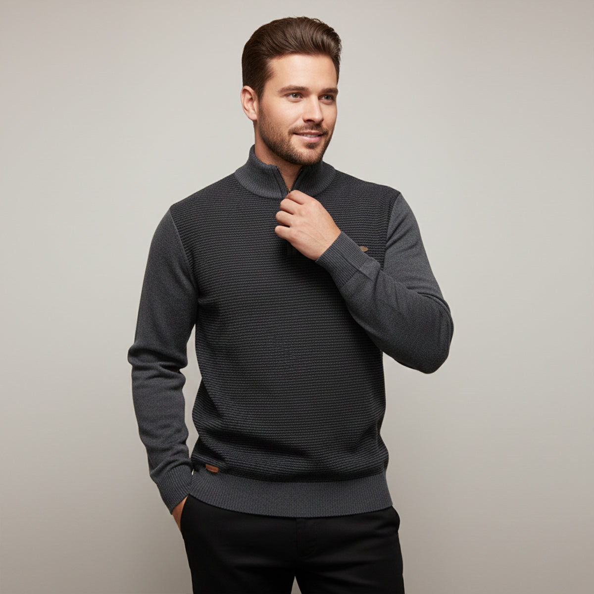 Men's Half Zip Knit Sweater Winter Wool