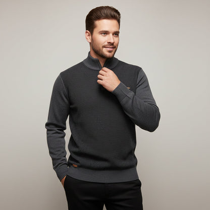 Men's Half Zip Knit Sweater Winter Wool