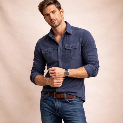 Norwick Men's Corduroy Shirt Button Down Casual