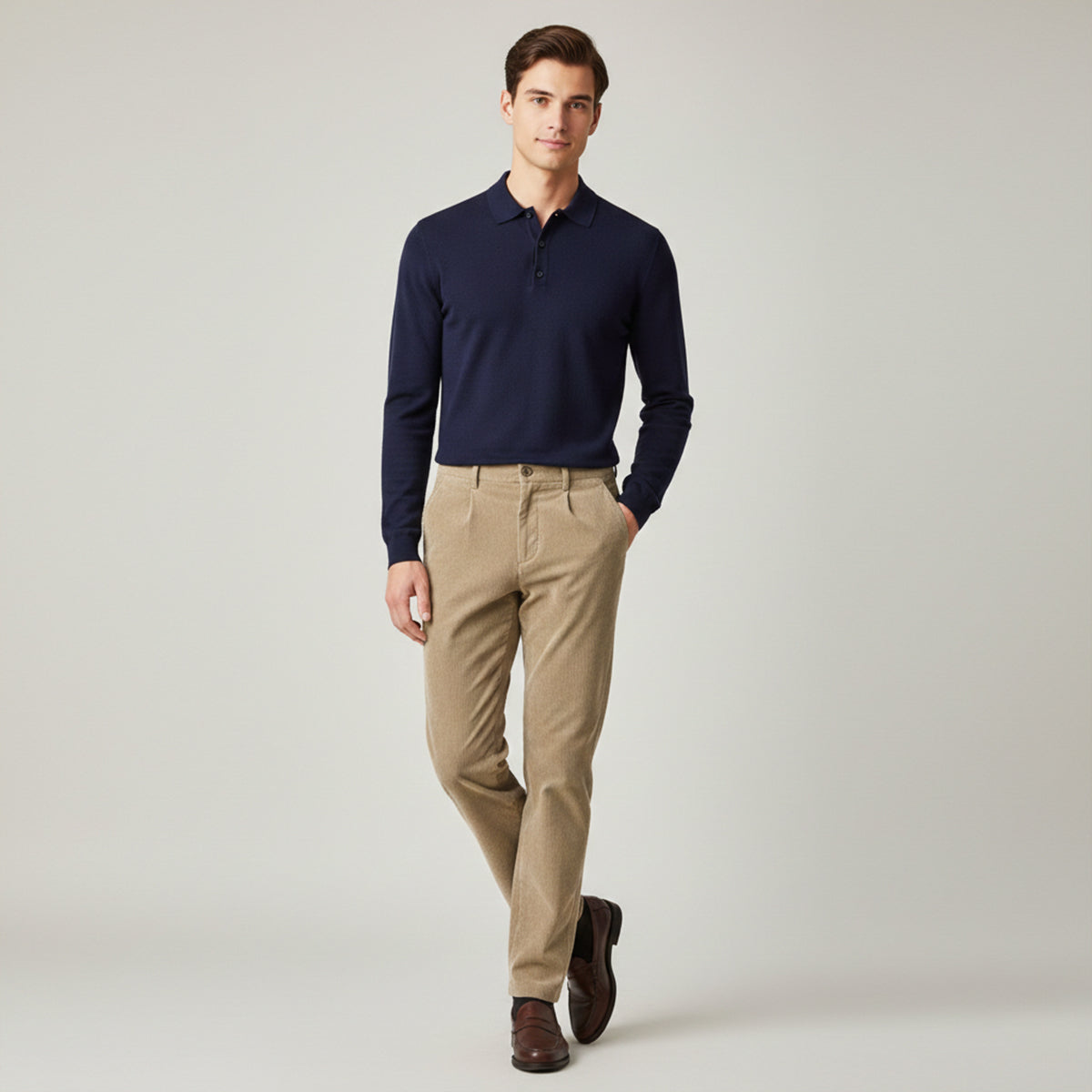 Men's Corduroy Casual Pants Elastic Waist
