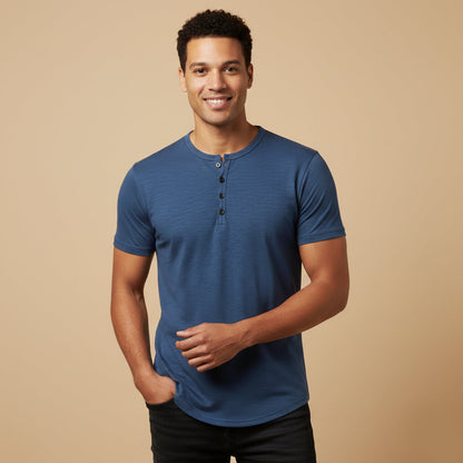 Men's Breathable Henley T Shirt Summer Cotton