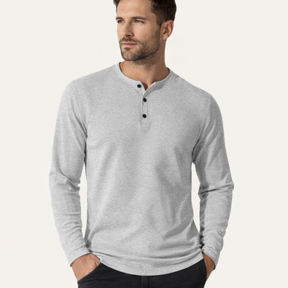 Men's Thermal Henley Shirt Waffle Pattern