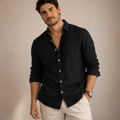 Men's Cotton Linen Beach Shirt Soft