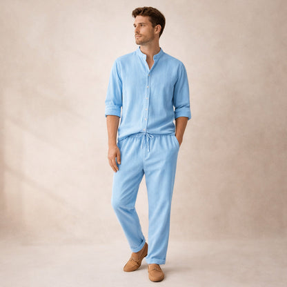 Men's Summer Casual Shirt And Trousers Set