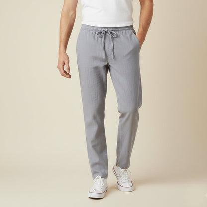 Mens Lightweight Cotton Linen Pants Breathable Drawstring