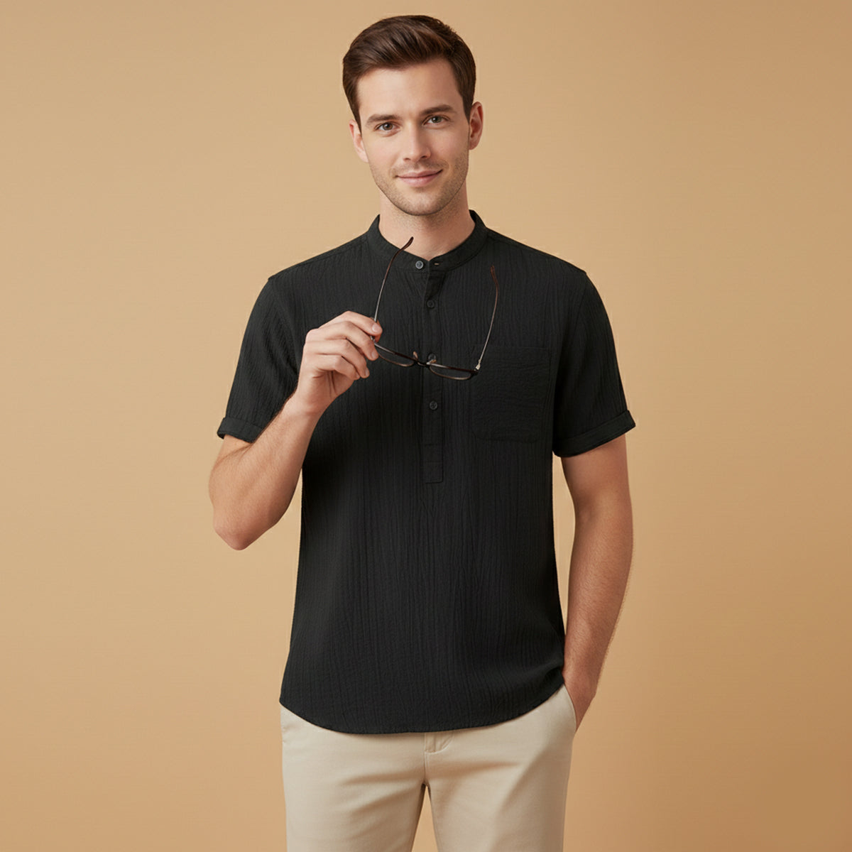 Men's Soft Cotton Henley Shirt