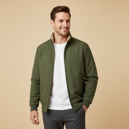Men's Fleece Lined Windbreaker Jacket Lightweight Multi Pocket