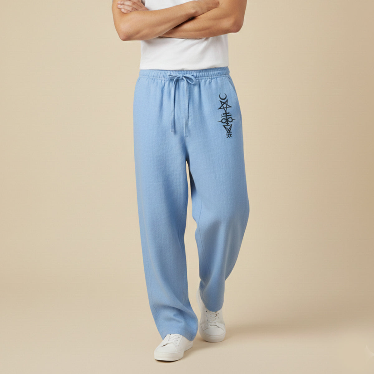 Men's Linen Wide Leg Drawstring Pants