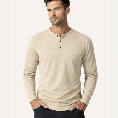 Men's Thermal Henley Shirt Waffle Pattern