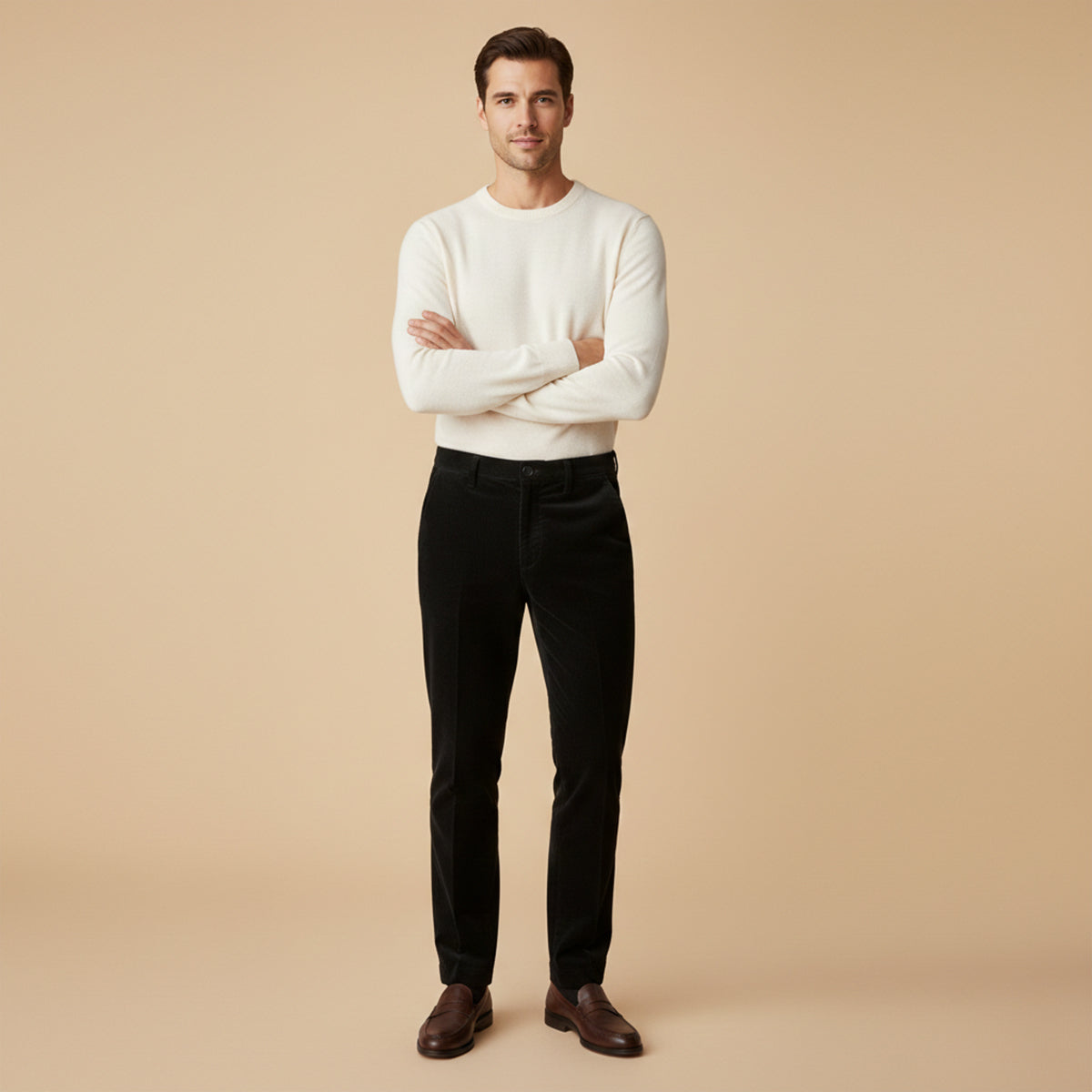 Men's Corduroy Casual Pants Elastic Waist
