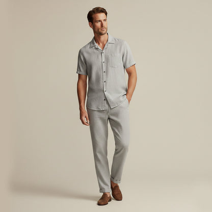 Men's Linen Beach Set Shirt Pants Lightweight