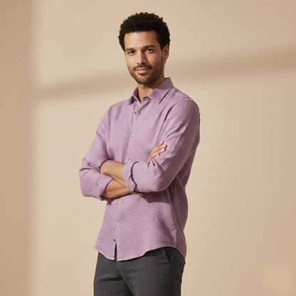 Men's Linen Button Up Shirt Loose Fit Natural