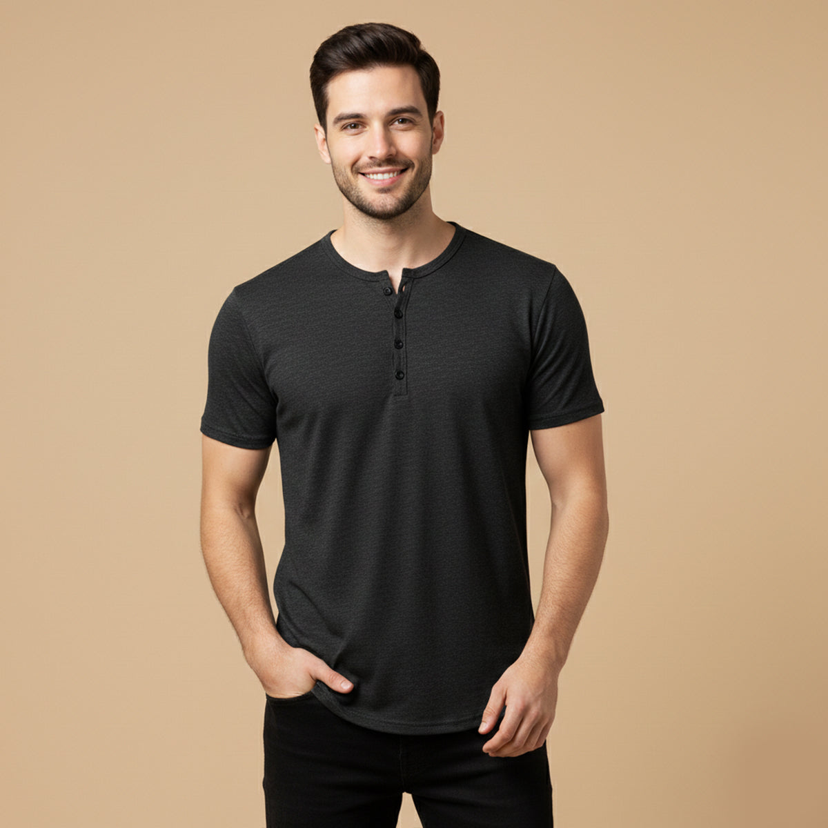 Men's Breathable Henley T Shirt Summer Cotton