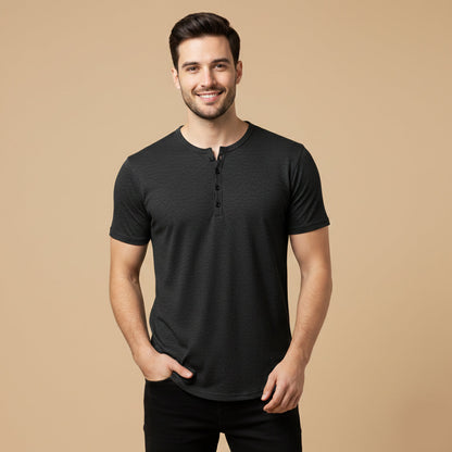 Men's Breathable Henley T Shirt Summer Cotton
