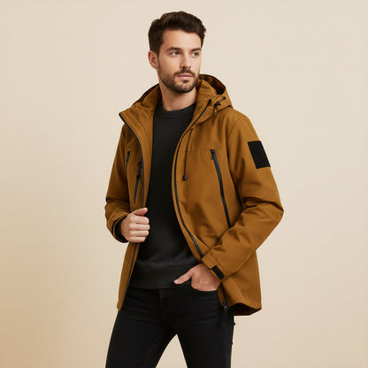 Men's Waterproof Windbreaker Hooded Lightweight Jacket