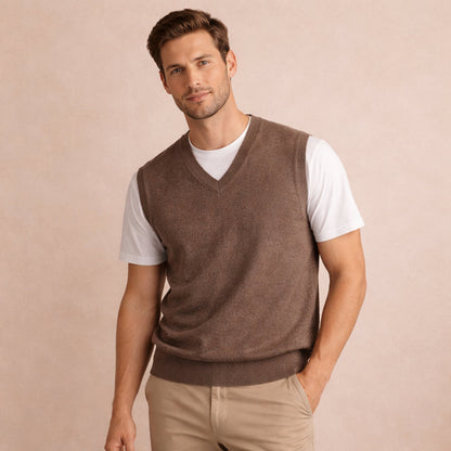 Men's V Neck Sleeveless Knit Vest Layered Look