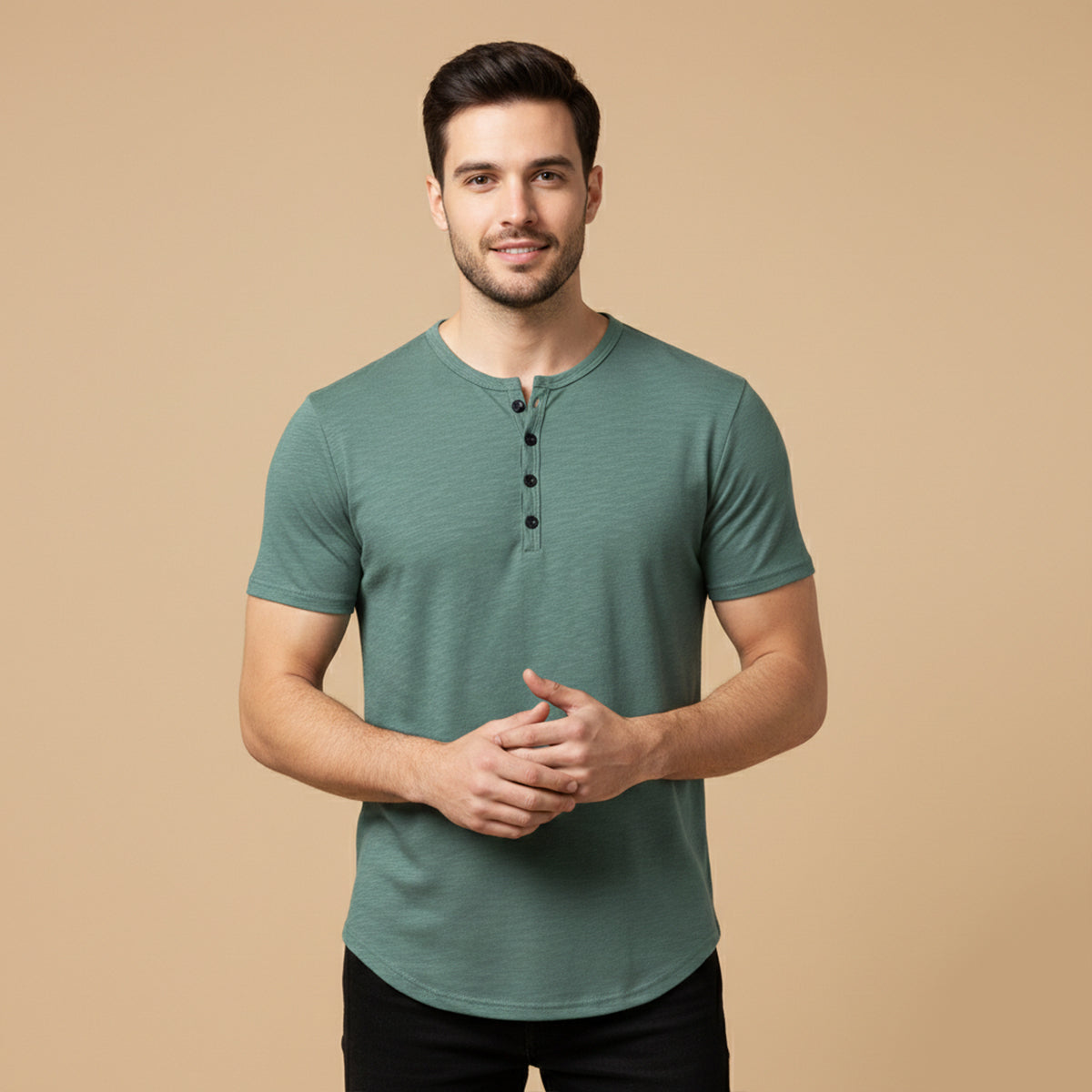 Men's Breathable Henley T Shirt Summer Cotton
