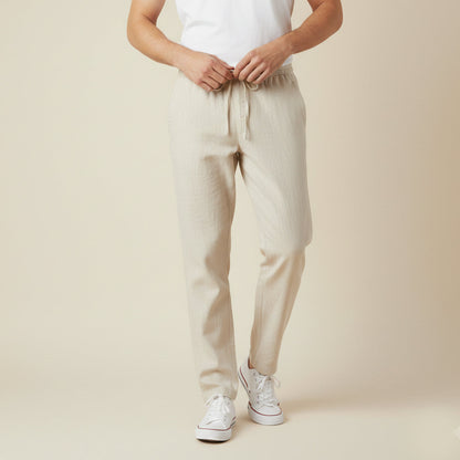 Mens Lightweight Cotton Linen Pants Breathable Drawstring