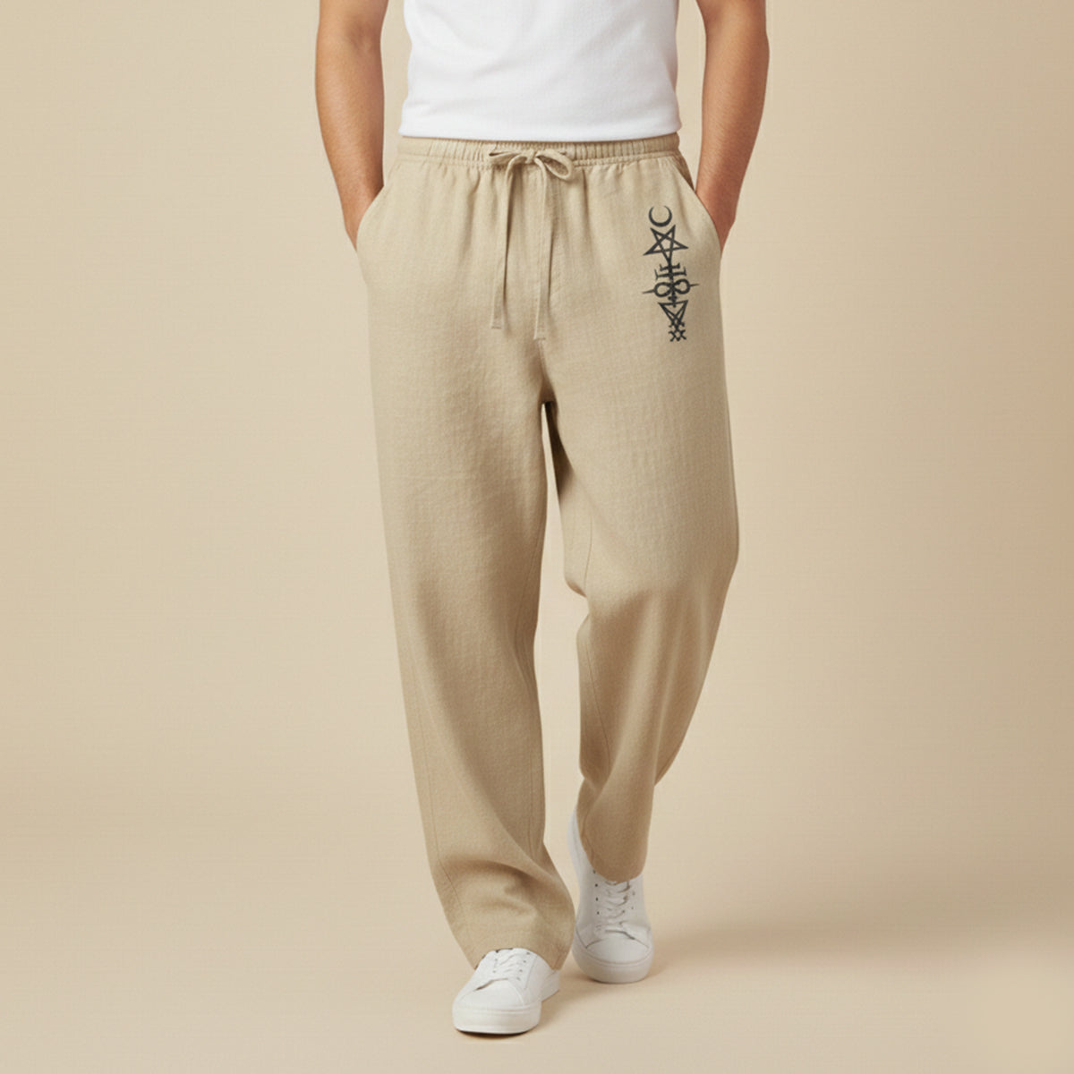 Men's Linen Wide Leg Drawstring Pants