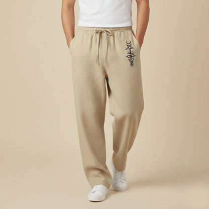 Men's Linen Wide Leg Drawstring Pants