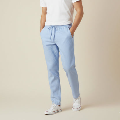 Mens Lightweight Cotton Linen Pants Breathable Drawstring