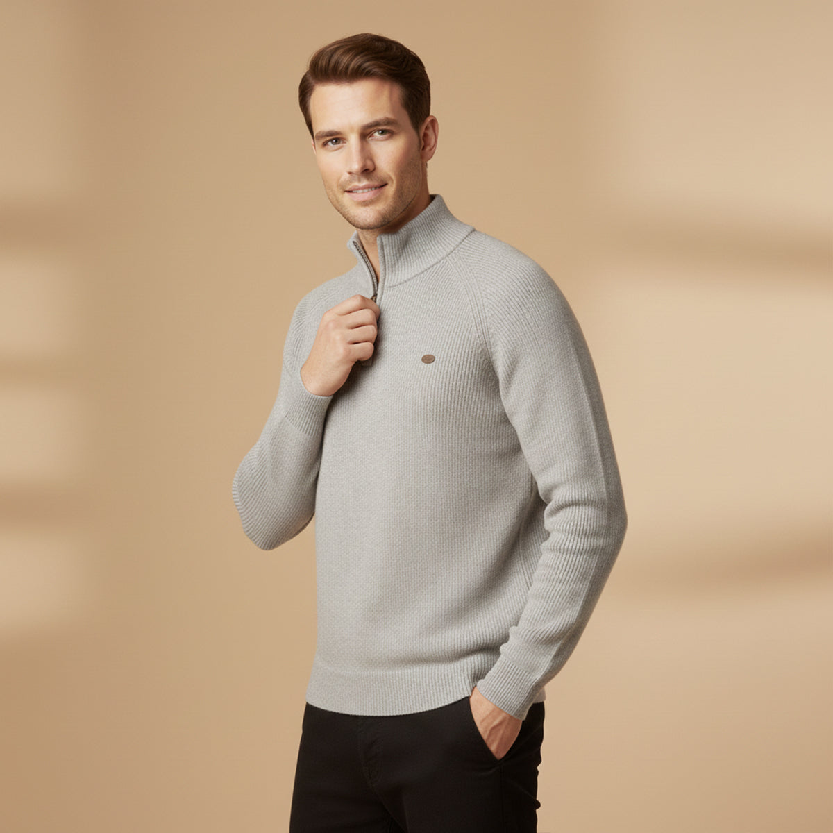 Men's Cotton Quarter Zip Sweater