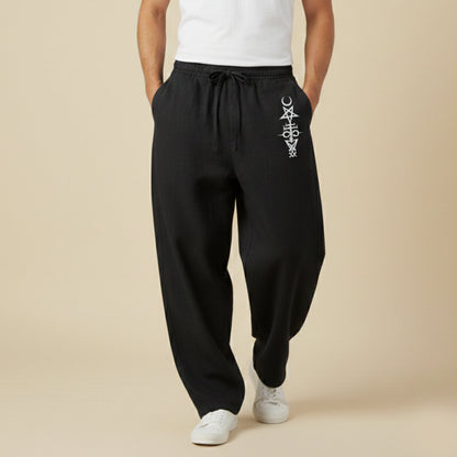 Men's Linen Wide Leg Drawstring Pants