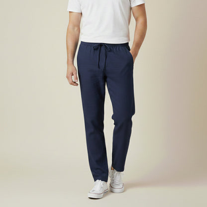 Mens Lightweight Cotton Linen Pants Breathable Drawstring