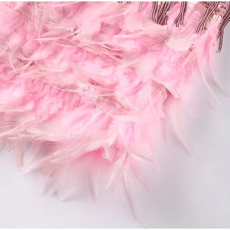 Women's Fringe Mini Dress Feathered Hem