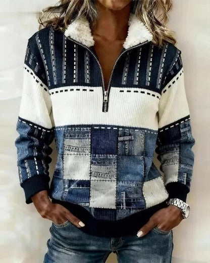 Women's Color Block Half Zip Sweater - Vonnera