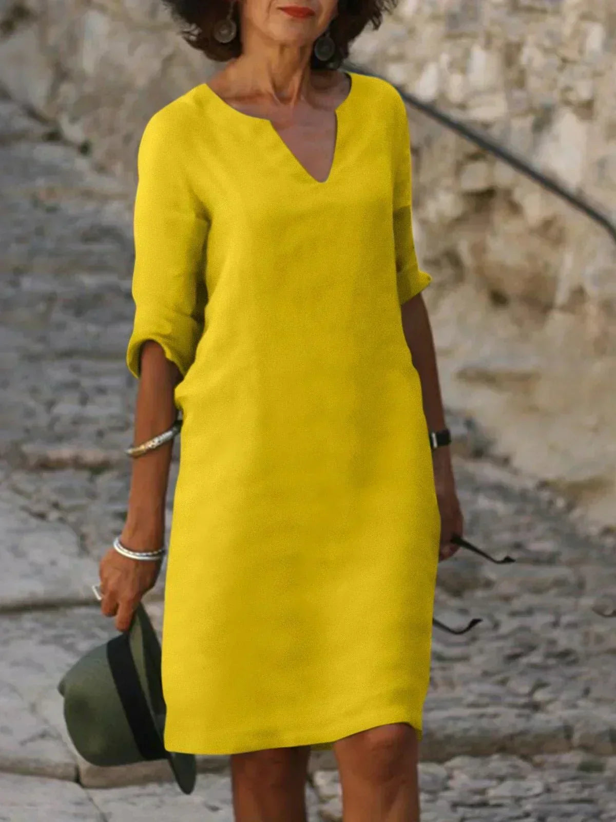 Women's Mini Dress 3/4 Sleeve Loose Fit