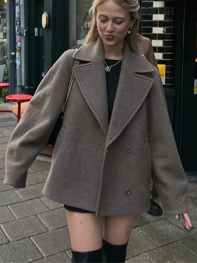 Women's Oversized Double Breasted Coat - Vonnera
