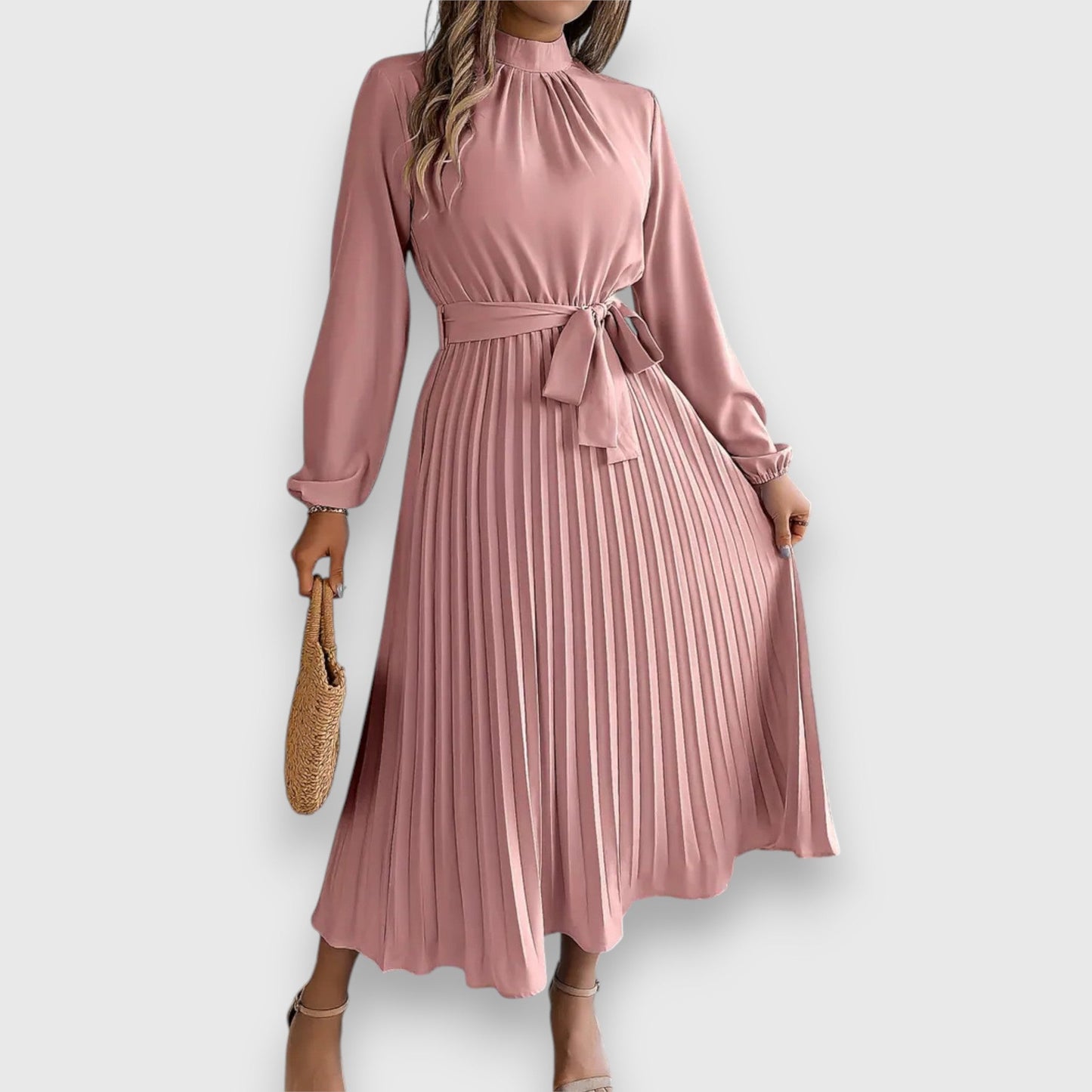 Elegant Women's Pleated Midi Dress