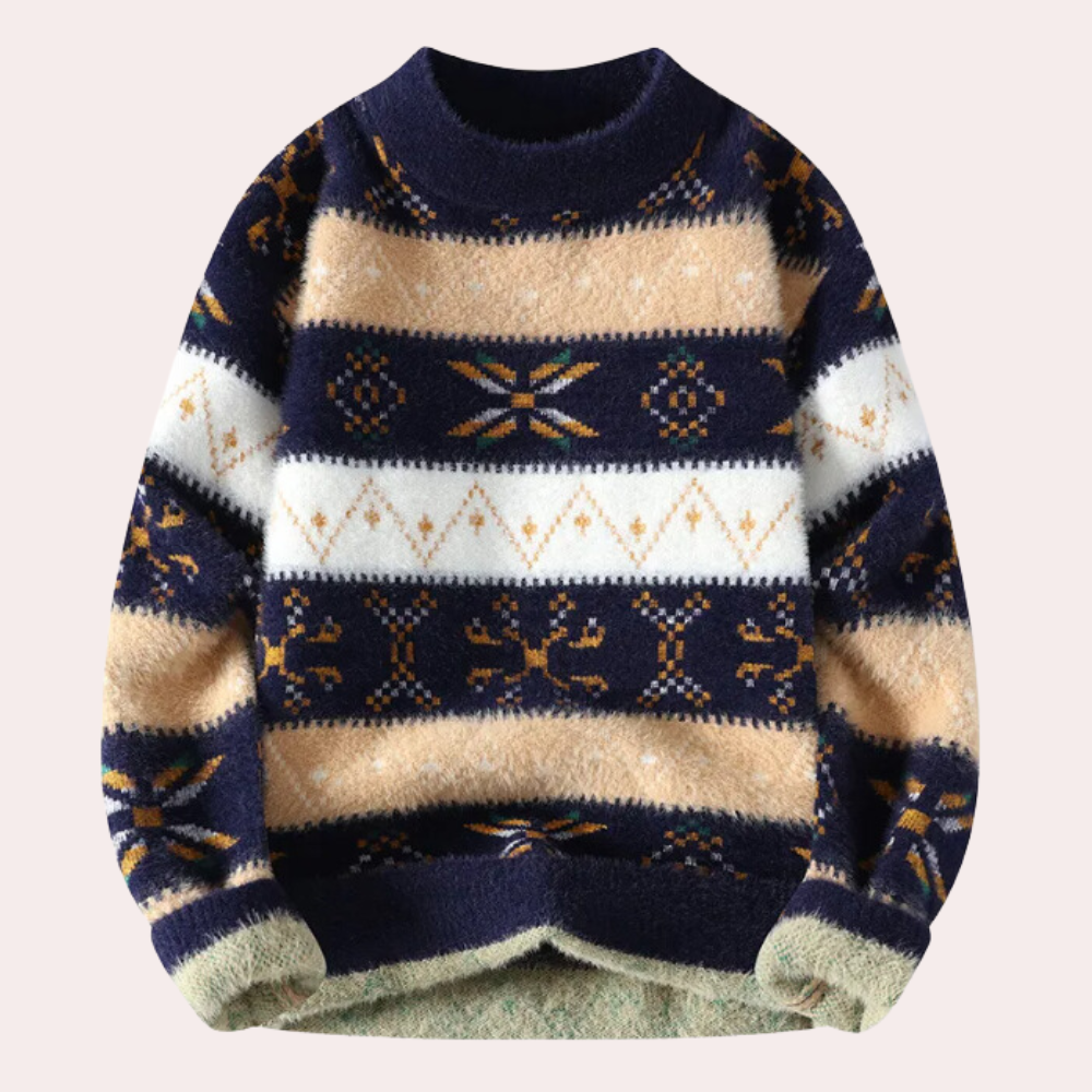 Sebastian Men's Crew Neck Patterned Sweater - Vonnera
