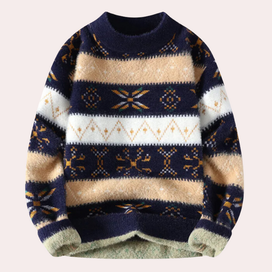 Sebastian Men's Crew Neck Patterned Sweater - Vonnera