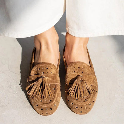 Women's Perforated Tassel Loafers - Vonnera