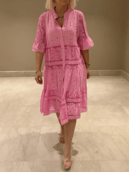 Women's Tiered Dress Collared Neckline - Vonnera