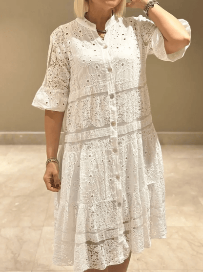 Women's Tiered Dress Collared Neckline