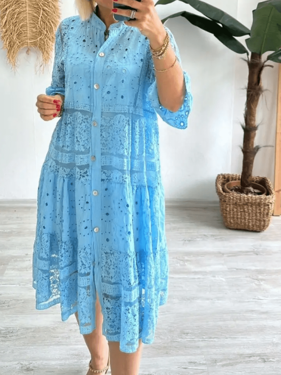 Women's Tiered Dress Collared Neckline