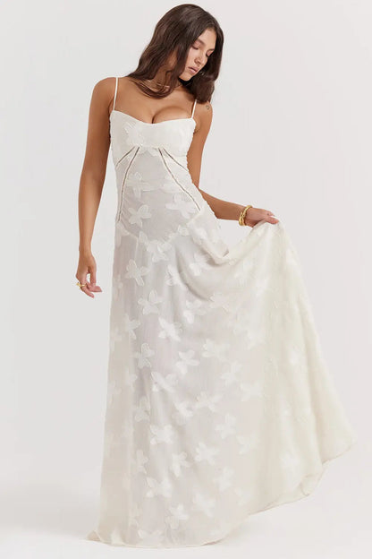 Women's Maxi Dress Fitted Bodice Flared Hem