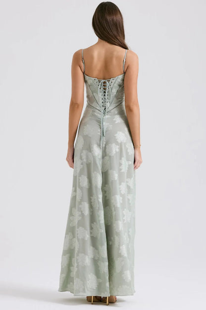 Women's Maxi Dress Fitted Bodice Flared Hem