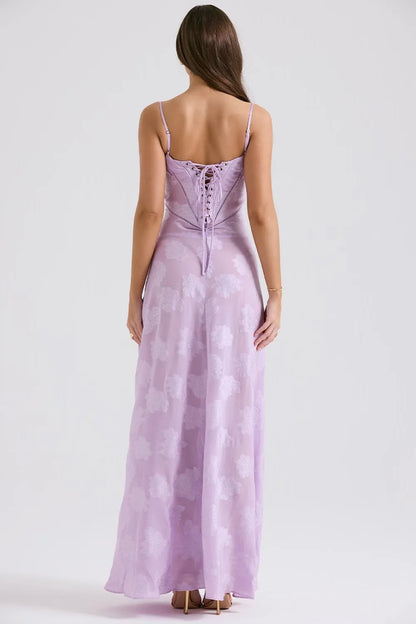Women's Maxi Dress Fitted Bodice Flared Hem