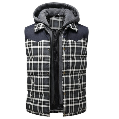 Men's Plaid Hooded Vest - Vonnera
