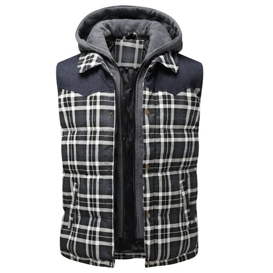 Men's Plaid Hooded Vest - Vonnera
