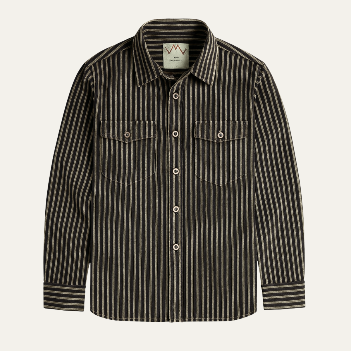 Men's Retro Striped Button Up Shirt - Vonnera