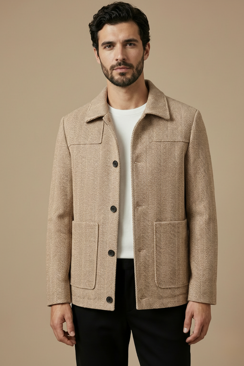 Men's Collared Button Front Jacket - Vonnera