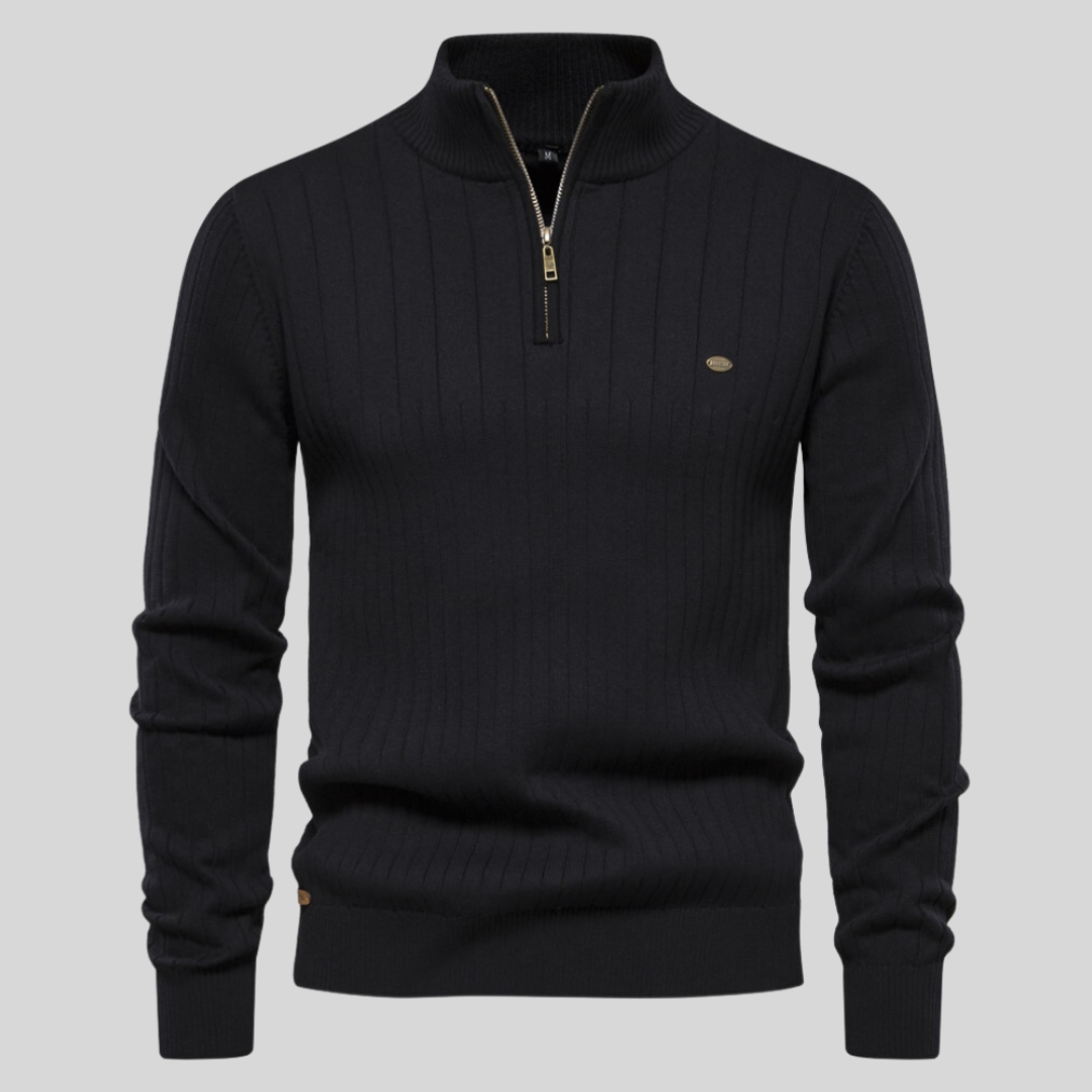 Men's Quarter Zip Ribbed Sweater - Vonnera