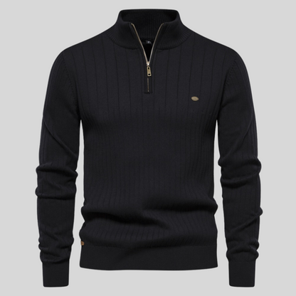 Men's Quarter Zip Ribbed Sweater - Vonnera